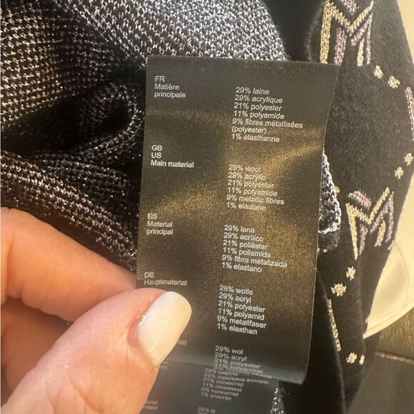 Black Maje Monogram Short Sleeve Sweater Size 3- large - Picture 8 of 9